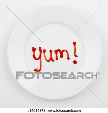 Word YUM written with ketchup View Large Photo Image Stock Photo - Word YUM written with ketchup. Fotosearch