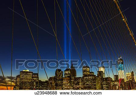 Stock Photo - World Trade Center Memorial, Tribute in Light. Fotosearch
