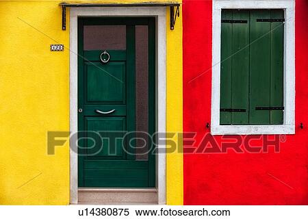 Burano House Detail Close Up With Brightly Painted Yellow Wall
