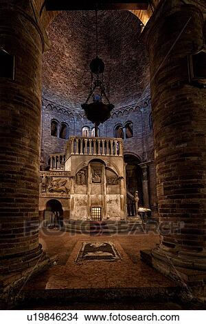 Church complex of Santo Stefano: dodecagonal church and central pulpit of Romanesque San Sepolcro, Bologna, Italy View Large Photo Image Picture - Church complex of Santo Stefano: dodecagonal church and central pulpit of Romanesque San Sepolcro, Bologna, Italy. Fotosearch