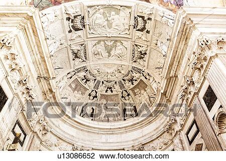 Genoa Centro Storico: Church of San Pietro in Bianchi detail of monochrome apse with bas relief figures, ornate decoration, Genova, Italy View Large Photo Image Stock Image - Genoa Centro Storico: Church of San Pietro in Bianchi detail of monochrome apse with bas relief figures, ornate decoration, Genova, Italy. Fotosearch