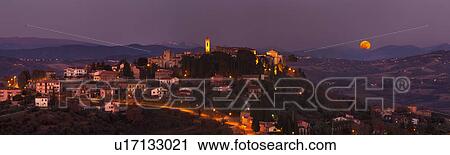 Hilltop medieval town of MonteCastello di Vibio with full moon rising above church, hills beyond, Umbria, Italy View Large Photo Image Stock Image - Hilltop medieval town of MonteCastello di Vibio with full moon rising above church, hills beyond, Umbria, Italy. Fotosearch