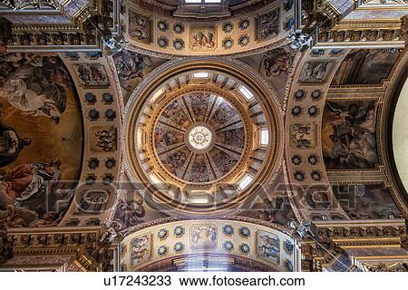 San Domenico church, Baroque style: ornately frescoed cupola and arched ceiling detail view, Bologna, Italy View Large Photo Image Stock Image - San Domenico church, Baroque style: ornately frescoed cupola and arched ceiling detail view, Bologna, Italy. Fotosearch