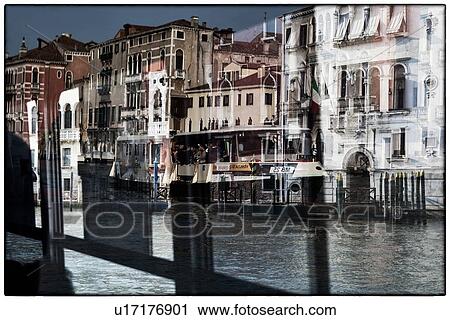 Venice reflections: passengers in boat as seen reflected in ferry windows with ornately decorated palazzi of Grand canal beyond, Venice, Italy View Large Photo Image Stock Image - Venice reflections: passengers in boat as seen reflected in ferry windows with ornately decorated palazzi of Grand canal beyond, Venice, Italy. Fotosearch