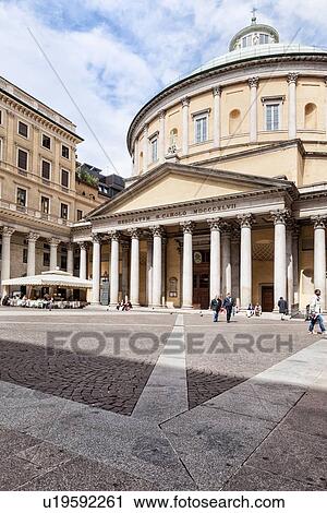 View of cobbled piazza and San Carlo in Corso church facade, rotonda neo-Classic style with columned portico, Milan Italy View Large Photo Image Stock Image - View of cobbled piazza and San Carlo in Corso church facade, rotonda neo-Classic style with columned portico, Milan Italy. Fotosearch