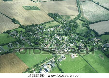 Aerial view of rural town and fields View Large Photo Image Picture - Aerial view of rural town and fields. Fotosearch