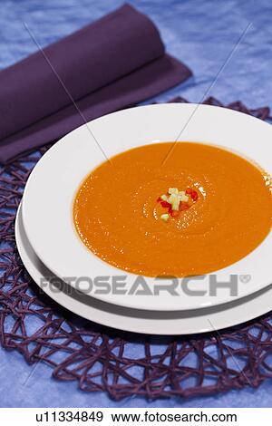 Bowl of gazpacho soup View Large Photo Image Stock Photo - Bowl of gazpacho soup. Fotosearch