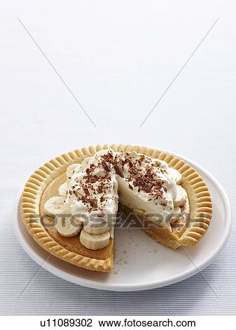 Close up of banoffee pie with cream View Large Photo Image Stock Image - Close up of banoffee pie with cream. Fotosearch