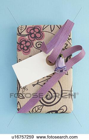 Stock Photo - Close up of wrapped gift box. Fotosearch