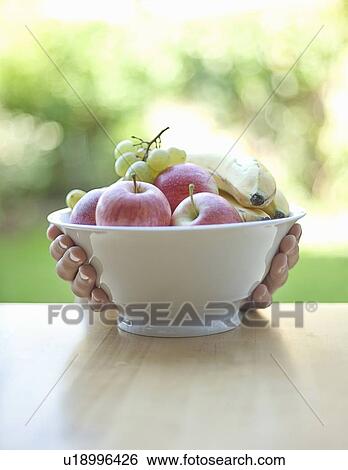 Hands holding bowl of fruit View Large Photo Image Stock Photograph - Hands holding bowl of fruit. Fotosearch