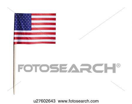 Stock Image - American flag in toothpick against white background. Fotosearch