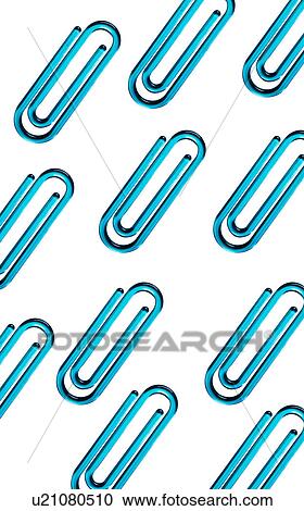 Stock Image - Blue paper clips against white background. Fotosearch