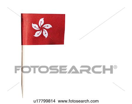 Picture - Hong Kong flag in toothpick against white background. Fotosearch