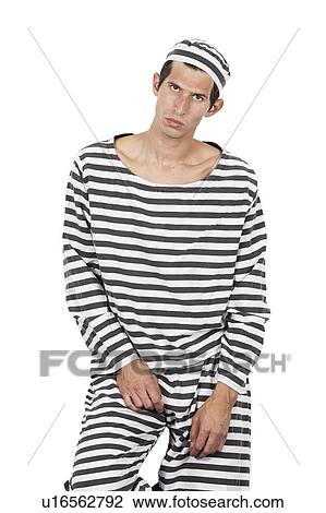 Stock Image - Old fashioned convict looks at camera. Fotosearch