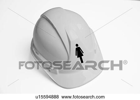 Women's symbol on hard hat against white background View Large Photo Image Stock Photo - Women's symbol on hard hat against white background. Fotosearch