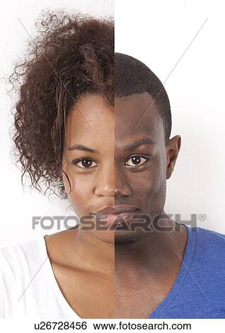Human face made of African American man and woman against white background View Large Photo Image Stock Photograph - Human face made of African American man and woman against white background. Fotosearch