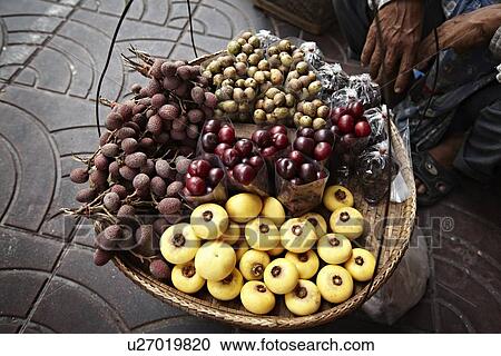 Basket of fruit for sale at market View Large Photo Image Stock Image - Basket of fruit for sale at market. Fotosearch