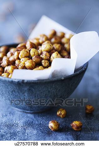 Stock Photo - Bowl of spicy chickpeas. Fotosearch