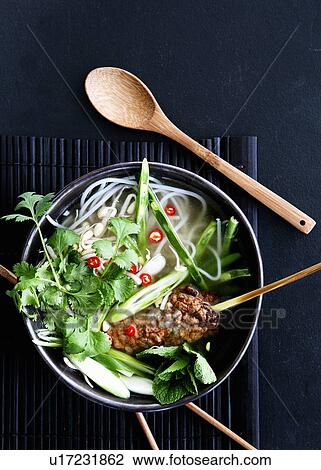Stock Image - Bowl of Vietnamese noodle soup. Fotosearch