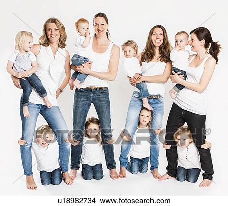Mothers and children posing together View Large Photo Image Picture - Mothers and children posing together. Fotosearch