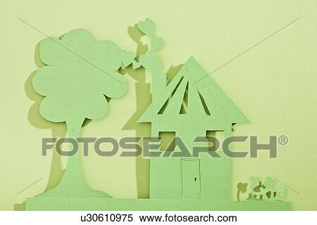 Paper cut out of house and tree View Large Photo Image Stock Photography - Paper cut out of house and tree. Fotosearch
