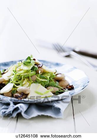 Plate of beans and salad View Large Photo Image Stock Photo - Plate of beans and salad. Fotosearch