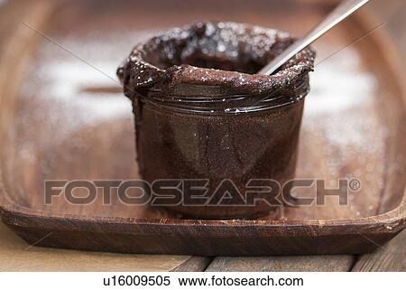 Pot of chocolate dessert on tray View Large Photo Image Stock Photography - Pot of chocolate dessert on tray. Fotosearch