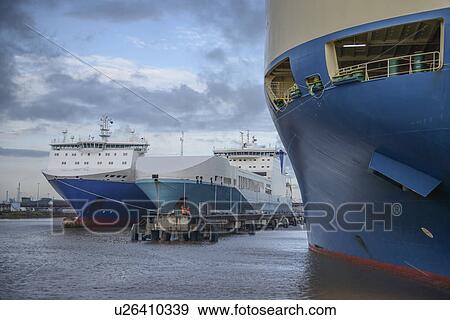 Ships docked in harbor View Large Photo Image Stock Photo - Ships docked in harbor. Fotosearch