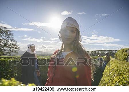Students in period dress in hedge maze View Large Photo Image Stock Photo - Students in period dress in hedge maze. Fotosearch
