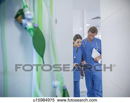 Stock Photography - Veterinarians reading medical charts. Fotosearch