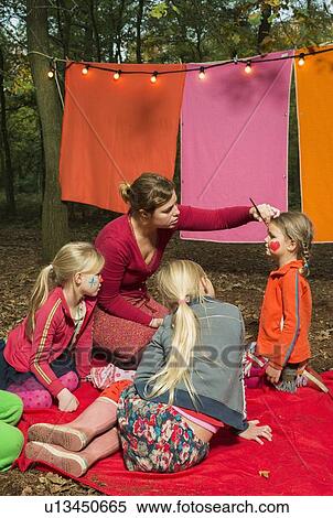 Stock Photography - Childrens theater improvised in woods. Fotosearch