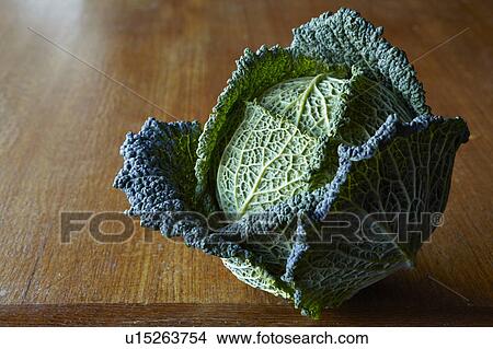 Picture - Close up of head of cabbage. Fotosearch