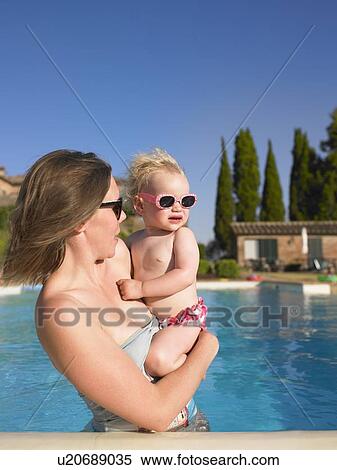 Stock Photography - Mother and daughter in swimming pool. Fotosearch