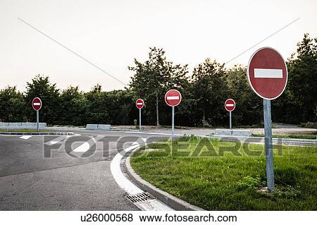 No entry signs on rural road View Large Photo Image Stock Photo - No entry signs on rural road. Fotosearch