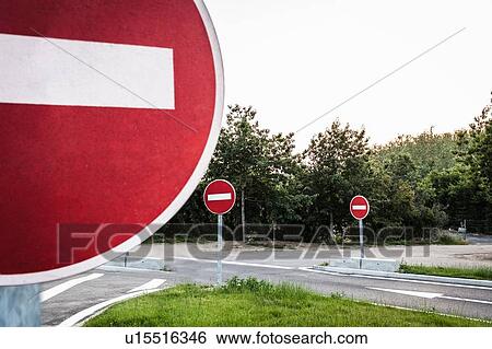 No entry signs on rural road View Large Photo Image Stock Photograph - No entry signs on rural road. Fotosearch