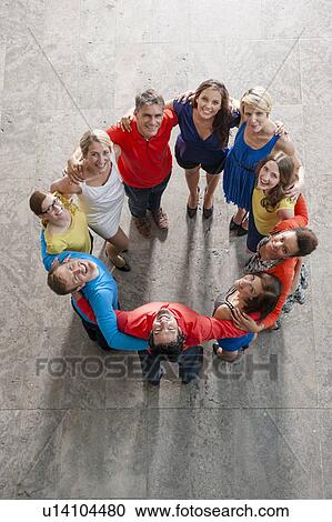 Overhead view of people in circle View Large Photo Image Stock Image - Overhead view of people in circle. Fotosearch