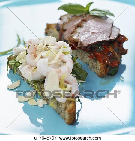 Stock Photo - Plate of open faced sandwiches. Fotosearch
