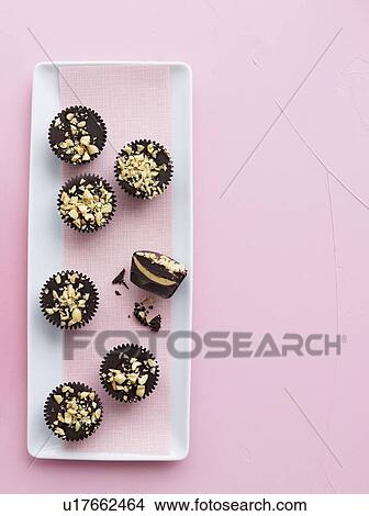 Picture - Plate of peanut butter cups. Fotosearch