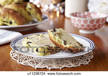 Plate of scone with butter View Large Photo Image Picture - Plate of scone with butter. Fotosearch