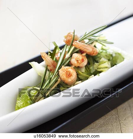 Plate of shrimp and salad View Large Photo Image Stock Photo - Plate of shrimp and salad. Fotosearch