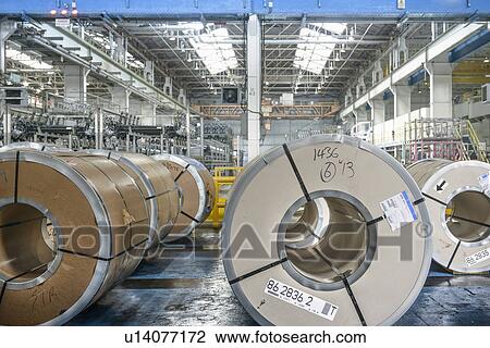 Rolls of steel in car factory View Large Photo Image Stock Image - Rolls of steel in car factory. Fotosearch