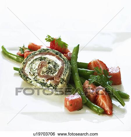 Stock Photograph - Sliced sandwich roll with vegetables. Fotosearch