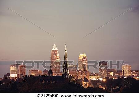 City skyline at dusk View Large Photo Image Stock Image - City skyline at dusk. Fotosearch