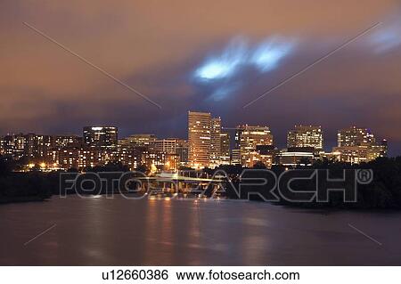 City skyline at dusk View Large Photo Image Stock Photograph - City skyline at dusk. Fotosearch