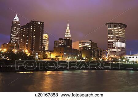 City skyline at night View Large Photo Image Stock Photo - City skyline at night. Fotosearch