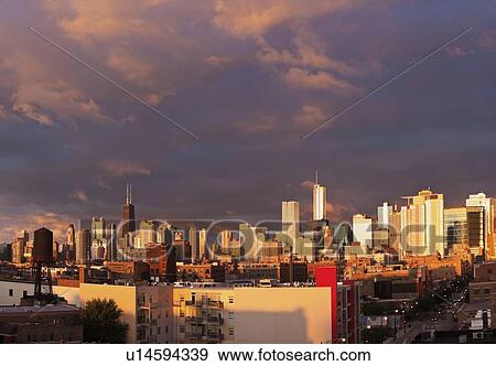 City skyline at sunset View Large Photo Image Stock Photo - City skyline at sunset. Fotosearch