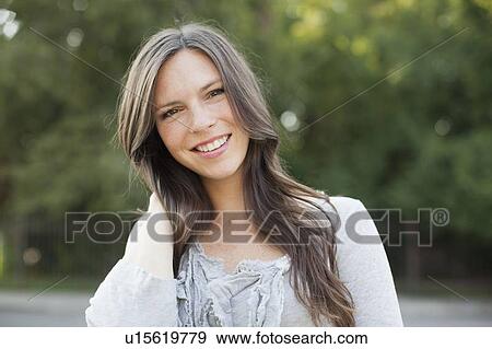 Front view portrait of mid adult woman View Large Photo Image Stock Photo - Front view portrait of mid adult woman. Fotosearch
