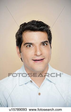 Stock Image - Portrait of surprised man. Fotosearch