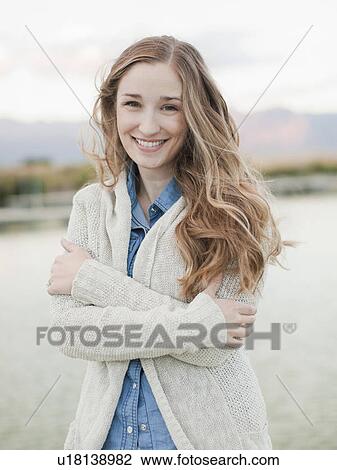 Stock Image - Portrait of young woman. Fotosearch