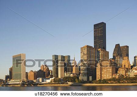 Stock Photograph - Skyline with United Nations Building. Fotosearch